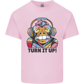 Turn It Up Monkey DJ Headphones Music Mens Cotton T-Shirt Tee Top Light Pink