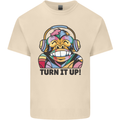 Turn It Up Monkey DJ Headphones Music Mens Cotton T-Shirt Tee Top Natural