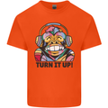 Turn It Up Monkey DJ Headphones Music Mens Cotton T-Shirt Tee Top Orange