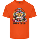 Turn It Up Monkey DJ Headphones Music Mens Cotton T-Shirt Tee Top Orange