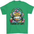 Turn It Up Monkey DJ Headphones Music Mens T-Shirt 100% Cotton Irish Green