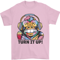 Turn It Up Monkey DJ Headphones Music Mens T-Shirt 100% Cotton Light Pink