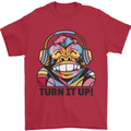 Turn It Up Monkey DJ Headphones Music Mens T-Shirt 100% Cotton Red