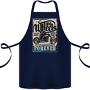Two Wheels Biker Motorcycle Motorbike Cotton Apron 100% Organic Navy Blue