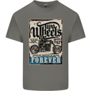 Two Wheels Biker Motorcycle Motorbike Mens Cotton T-Shirt Tee Top Charcoal