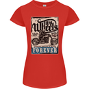 Two Wheels Biker Motorcycle Motorbike Womens Petite Cut T-Shirt Red