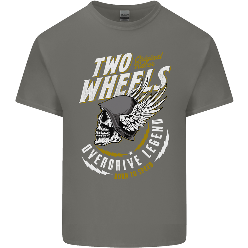Two Wheels Motorcycle Motorbike Biker Mens Cotton T-Shirt Tee Top Charcoal