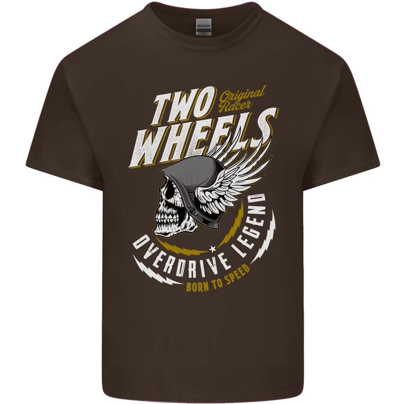 Two Wheels Motorcycle Motorbike Biker Mens Cotton T-Shirt Tee Top Dark Chocolate
