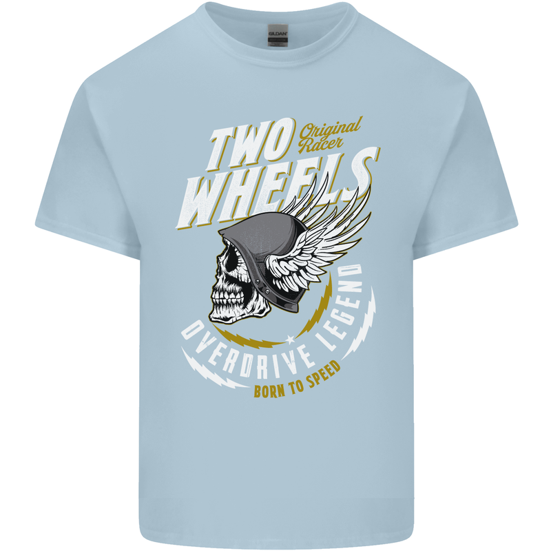 Two Wheels Motorcycle Motorbike Biker Mens Cotton T-Shirt Tee Top Light Blue