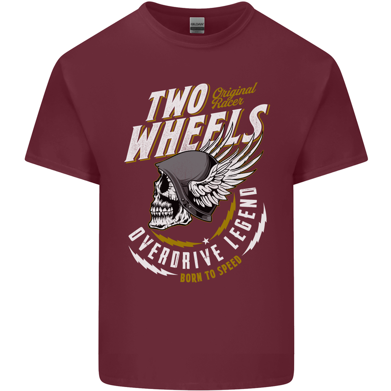 Two Wheels Motorcycle Motorbike Biker Mens Cotton T-Shirt Tee Top Maroon
