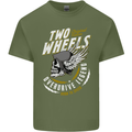 Two Wheels Motorcycle Motorbike Biker Mens Cotton T-Shirt Tee Top Military Green