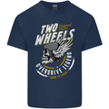 Two Wheels Motorcycle Motorbike Biker Mens Cotton T-Shirt Tee Top Navy Blue