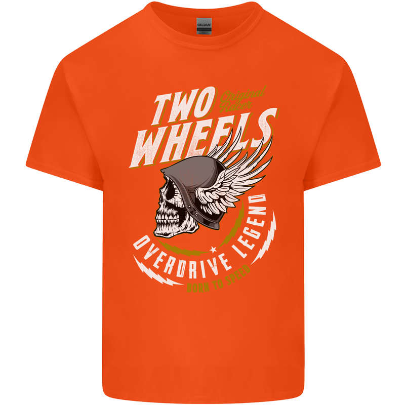 Two Wheels Motorcycle Motorbike Biker Mens Cotton T-Shirt Tee Top Orange