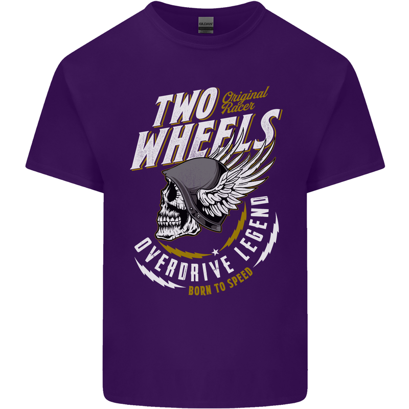 Two Wheels Motorcycle Motorbike Biker Mens Cotton T-Shirt Tee Top Purple