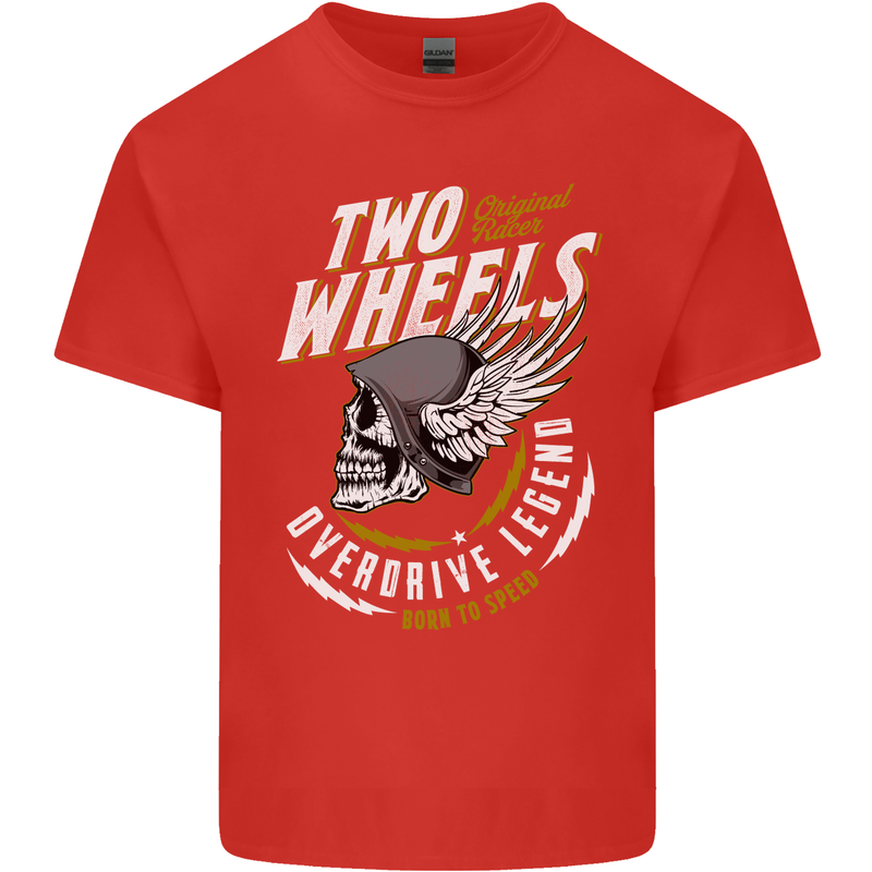 Two Wheels Motorcycle Motorbike Biker Mens Cotton T-Shirt Tee Top Red