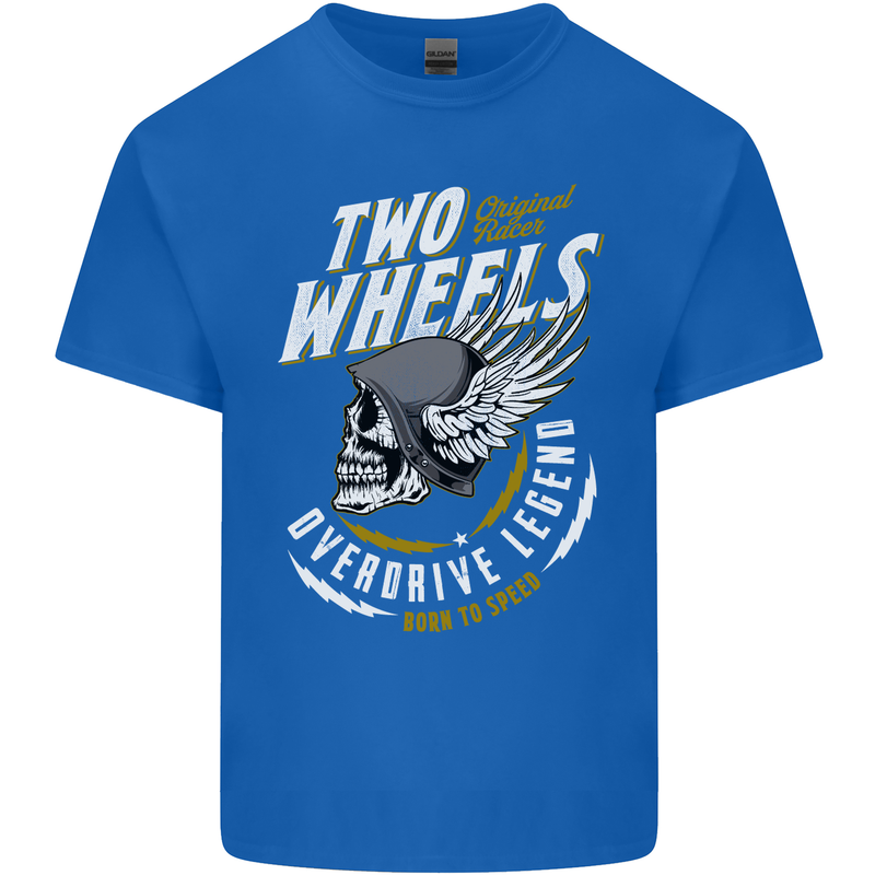 Two Wheels Motorcycle Motorbike Biker Mens Cotton T-Shirt Tee Top Royal Blue