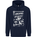 UFO's Attack! Aliens Out of Space Mens 80% Cotton Hoodie Navy Blue