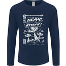 UFO's Attack! Aliens Out of Space Mens Long Sleeve T-Shirt Navy Blue