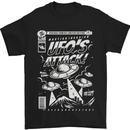UFO's Attack! Aliens Out of Space Mens T-Shirt Cotton Gildan Black