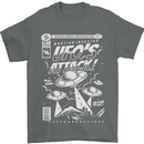 UFO's Attack! Aliens Out of Space Mens T-Shirt Cotton Gildan Charcoal