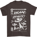 UFO's Attack! Aliens Out of Space Mens T-Shirt Cotton Gildan Dark Chocolate