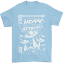 UFO's Attack! Aliens Out of Space Mens T-Shirt Cotton Gildan Light Blue