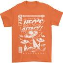 UFO's Attack! Aliens Out of Space Mens T-Shirt Cotton Gildan Orange