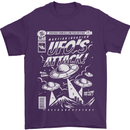 UFO's Attack! Aliens Out of Space Mens T-Shirt Cotton Gildan Purple