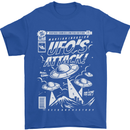 UFO's Attack! Aliens Out of Space Mens T-Shirt Cotton Gildan Royal Blue