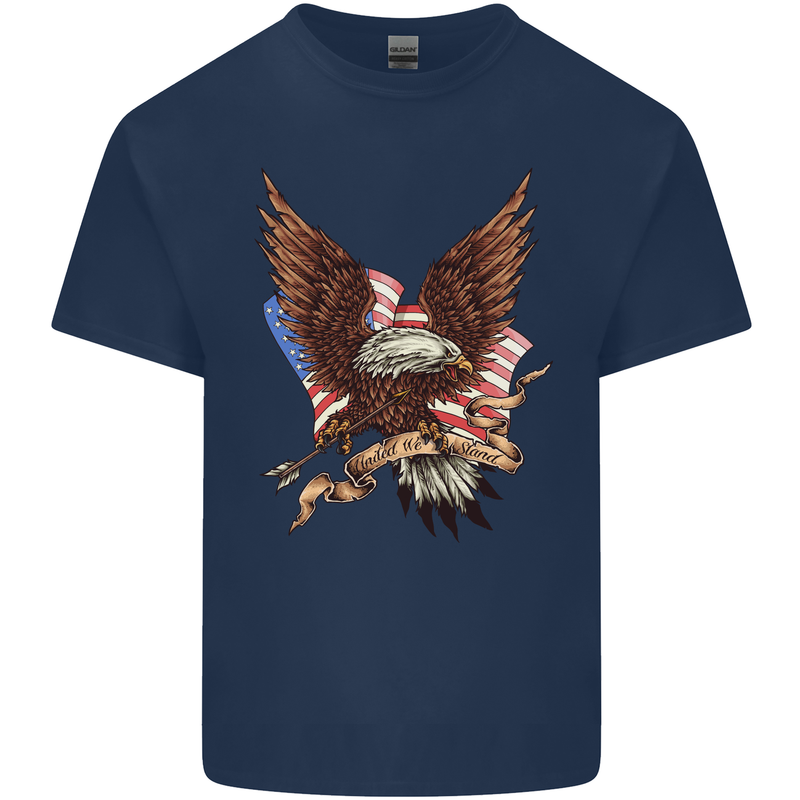 USA Eagle Flag America Patriotic July 4th Mens Cotton T-Shirt Tee Top Navy Blue