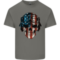 USA Flag Biker Skull Motorcycle Motorbike Mens Cotton T-Shirt Tee Top Charcoal