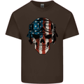 USA Flag Biker Skull Motorcycle Motorbike Mens Cotton T-Shirt Tee Top Dark Chocolate
