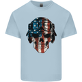 USA Flag Biker Skull Motorcycle Motorbike Mens Cotton T-Shirt Tee Top Light Blue