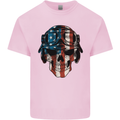 USA Flag Biker Skull Motorcycle Motorbike Mens Cotton T-Shirt Tee Top Light Pink