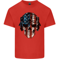 USA Flag Biker Skull Motorcycle Motorbike Mens Cotton T-Shirt Tee Top Red