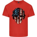 USA Flag Biker Skull Motorcycle Motorbike Mens Cotton T-Shirt Tee Top Red