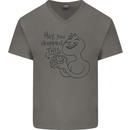 U Dropped Your Brain Sarcastic Dumb Stupid Mens V-Neck Cotton T-Shirt Charcoal