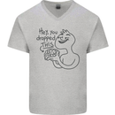 U Dropped Your Brain Sarcastic Dumb Stupid Mens V-Neck Cotton T-Shirt Sports Grey
