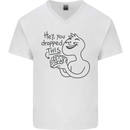 U Dropped Your Brain Sarcastic Dumb Stupid Mens V-Neck Cotton T-Shirt White