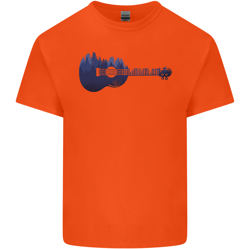 Ukulele Forest Guitar Music Guitarist Mens Cotton T-Shirt Tee Top Orange