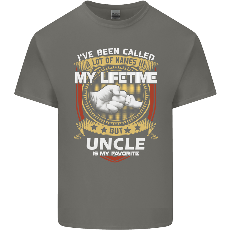 Uncle Is My Favourite Funny Fathers Day Mens Cotton T-Shirt Tee Top Charcoal