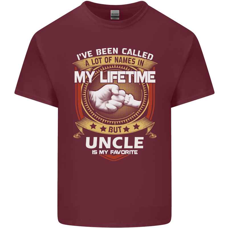 Uncle Is My Favourite Funny Fathers Day Mens Cotton T-Shirt Tee Top Maroon