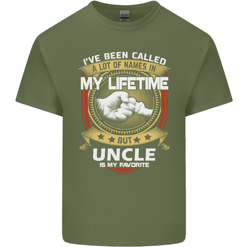 Uncle Is My Favourite Funny Fathers Day Mens Cotton T-Shirt Tee Top Military Green