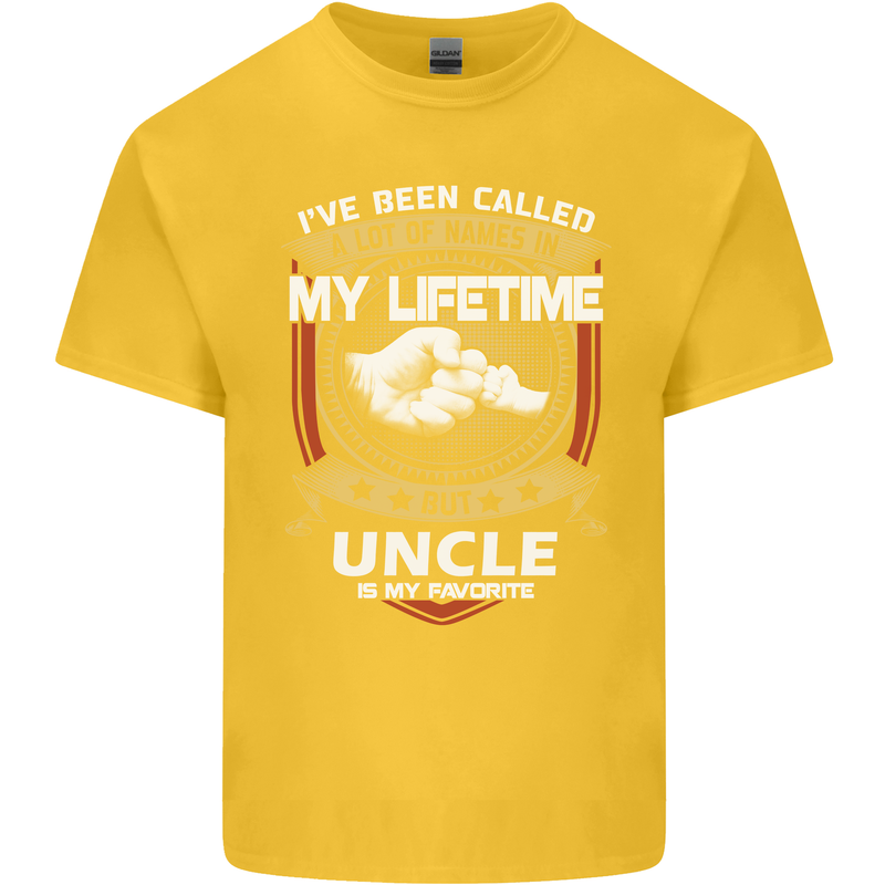 Uncle Is My Favourite Funny Fathers Day Mens Cotton T-Shirt Tee Top Yellow