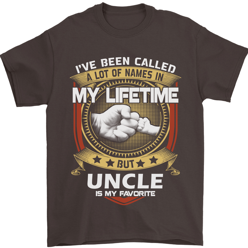 Uncle Is My Favourite Funny Fathers Day Mens T-Shirt Cotton Gildan Dark Chocolate