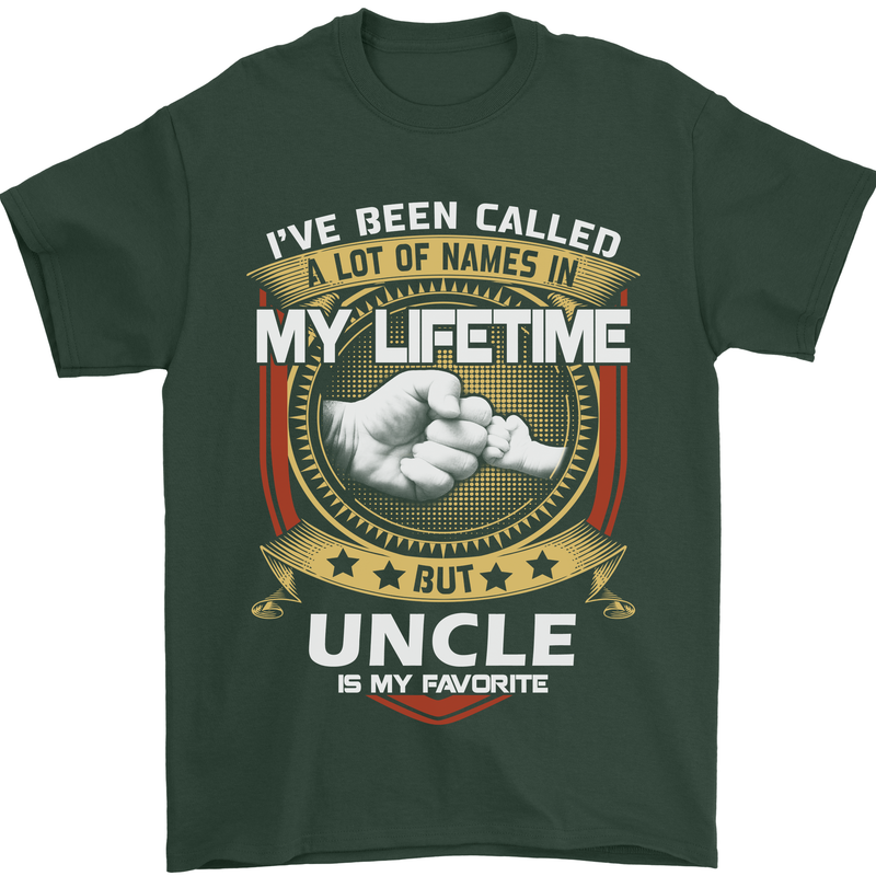 Uncle Is My Favourite Funny Fathers Day Mens T-Shirt Cotton Gildan Forest Green