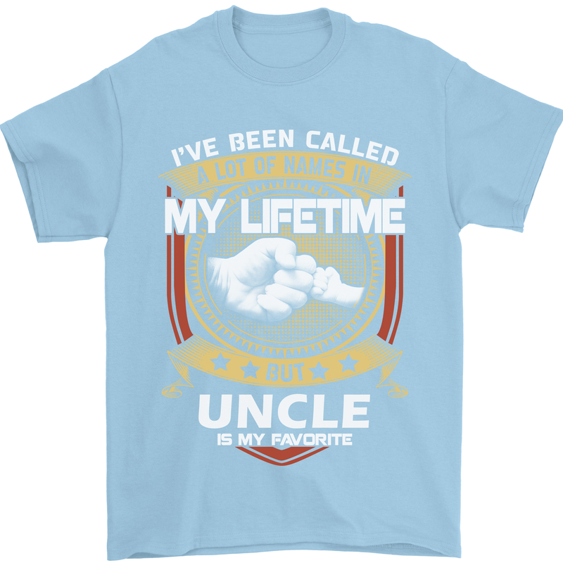 Uncle Is My Favourite Funny Fathers Day Mens T-Shirt Cotton Gildan Light Blue