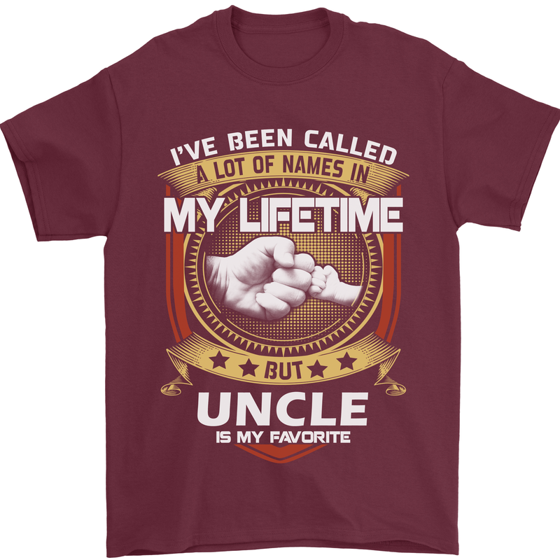 Uncle Is My Favourite Funny Fathers Day Mens T-Shirt Cotton Gildan Maroon