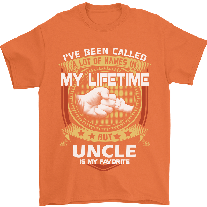 Uncle Is My Favourite Funny Fathers Day Mens T-Shirt Cotton Gildan Orange
