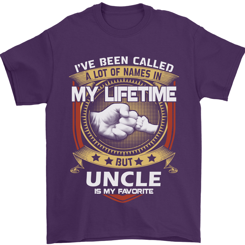 Uncle Is My Favourite Funny Fathers Day Mens T-Shirt Cotton Gildan Purple